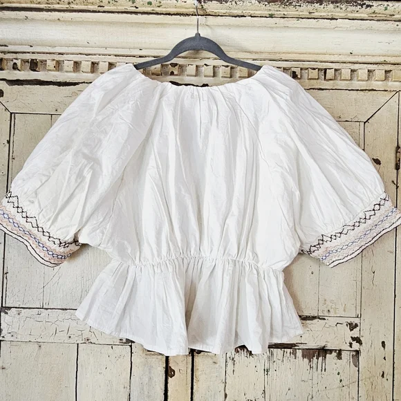 NEW Free People Where We Meet Embroidered Top Sz L - Picture 6 of 8